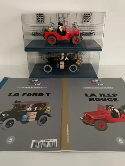 Tintin - Ensemble de 2 voitures 1:24 -La Ford T noire + La jeep rouge - (2019/2021)