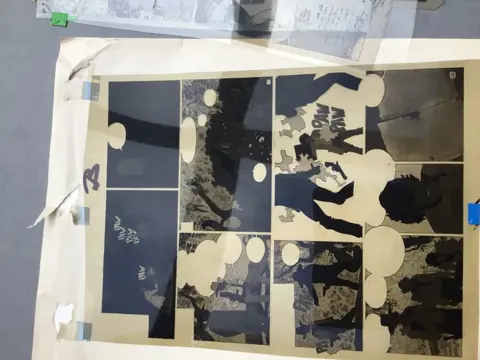 Giraud, Jean - 5x film d’impression originale + planche imprimée sur papier - Blueberry T21 - La Dernière Carte - (1983)