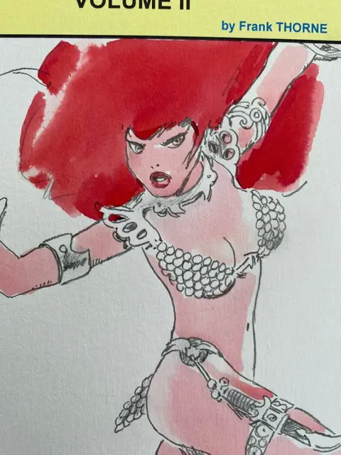 Red Sonja - Dessin original crayon et aquarelle par Frank Thorne par Claudio Villa - Losbladig - Uniek exemplaar - (2009)