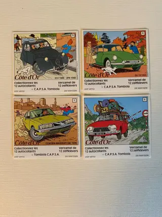 Tintin - Ensemble de 12 autocollants "Côte d'Or" - Set complet - (1984)