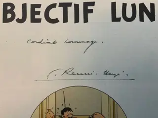 Tintin T16 - Objectif Lune (B29) - C - Avec dédicace de Hergé - Herdruk - (1960)