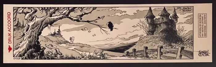 Marten Toonder - Tom Poes & Heer Bommel - Gesigneerde prent van allerlaatste Tom Poes dagstrip (1986)
