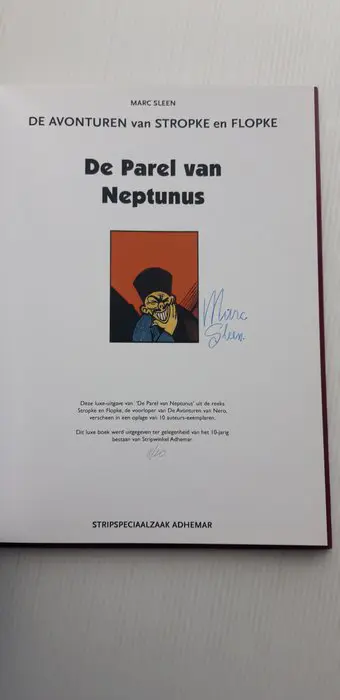 Stropke en Flopke - De parel van Neptunus (met zwarte rug en alternatieve cover) - 10 expl , auteursexemplaar - Hardcover - Eerste druk - (2009)