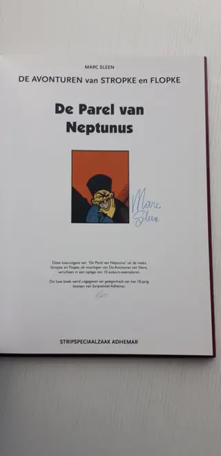 Stropke en Flopke - De parel van Neptunus (met zwarte rug en alternatieve cover) - 10 expl , auteursexemplaar - Hardcover - Eerste druk - (2009)