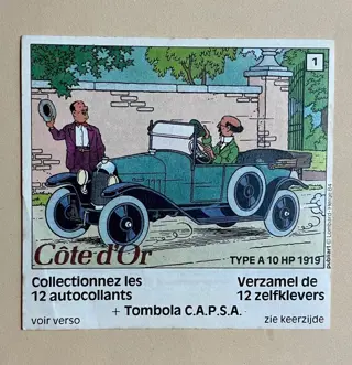 Tintin - Ensemble de 12 autocollants "Côte d'Or" - Set complet + Vignette - (1984)