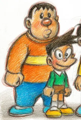 Doraemon Main Characters - Original drawing by Joan Vizcarra - Pencil Art - Original Artwork