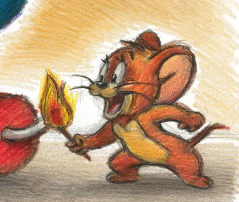 Tom & Jerry - Dynamite! - Original drawing by Joan Vizcarra - Pencil Art - Original Artwork - 48 x 32 cm