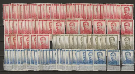 België 1912/1926 - Pellens, Rode Kruis, Perron Luik, Helm, Tuberculose en Bootje - kleine voorraad in veelvouden - OBP/COB tussen 108 en 253