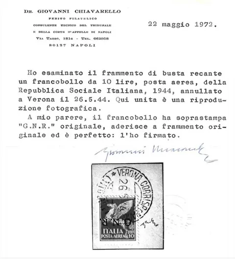 Italiaanse sociale republiek 1944 - Great rarity - Sassone n. 124a non catalogato frammento