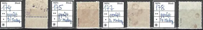 Geallieerde bezetting - Duitsland (Sovjet-zone) 1948 - Set of handstamp overprints, OPD (“Oberpostdirektion” – Regional Post Directorate) Halle, expertised - Michel Nr. 166IV - 181IV