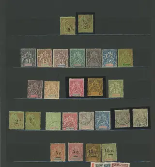 Franse kolonie 1885 - Quote: over €4,500 - Reunion Island - Very nice set New including MNH, ‘Groupes’ types, ‘Free - Depuis le n°2b