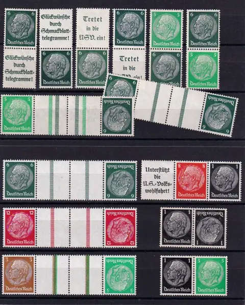 Duitse Rijk 1933/1945 - Collection of se-tenants on 20 stock cards