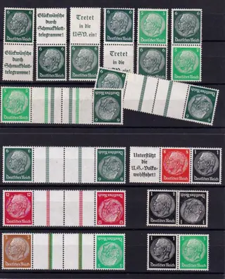 Duitse Rijk 1933/1945 - Collection of se-tenants on 20 stock cards