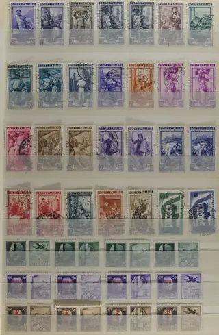 Wereld - Box with stamps, selection booklets, etc.