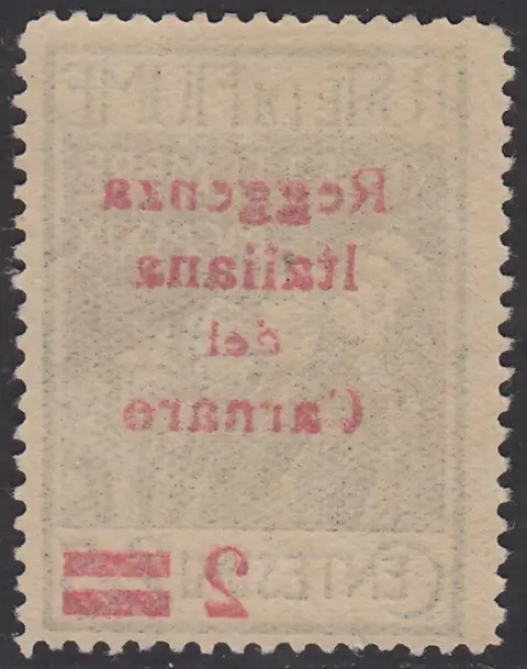 Fiume 1920 - Legionnaires overprinted ‘Reggenza Italiana del Carnaro’, 10 c. carmine, four varieties - Sassone N. 132c, 132k, 132zt