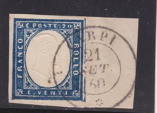 Italiaanse oude staten - Sardinië 1860 - Cancellations of Emilia Romaglia on Sardinia values, single pieces on cut outs and letters. - Sassone