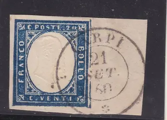 Italiaanse oude staten - Sardinië 1860 - Cancellations of Emilia Romaglia on Sardinia values, single pieces on cut outs and letters. - Sassone