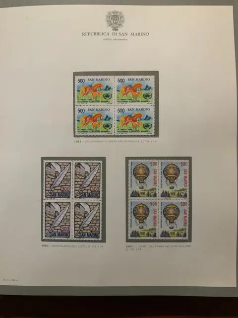 San Marino 1983/1993 - San Marino collection in block of four, period 1983-1988 and 1990-1993, complete