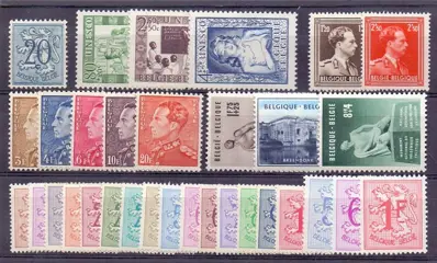 België 1946/1951 - 6 Bijna volledige jaargangen - OBP / COB 725 t/m 791 en 798/875 + BL29 + extra heraldieke leeuw