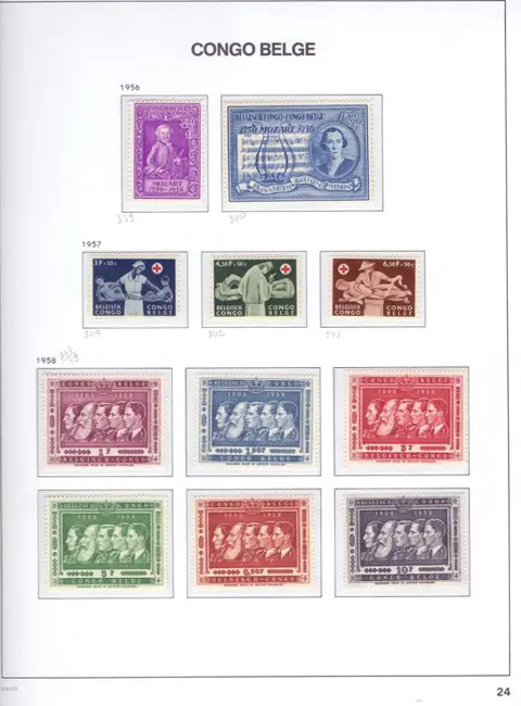 Belgisch-Congo 1921/1960 - Verzameling met alle gewone zegels van 1952 t/m 1960 en alle luchtpostzegels (1921/1936)