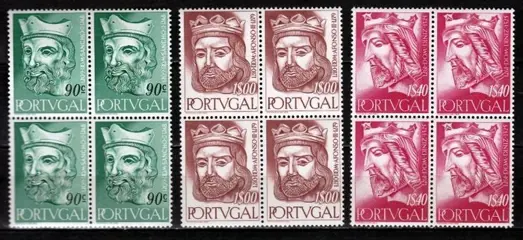 Portugal 1955 - Afonsine Dynasty in blocks of 4 - Mundifil 806/814