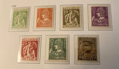 België 1931/1932 - Korporaal en Elisabeth verpleegster e.a. in overeenstemming met Davo albumblad 20 - OBP/COB 315/66 + 325 + 326/32 + 333/34 + 335/40 + 341
