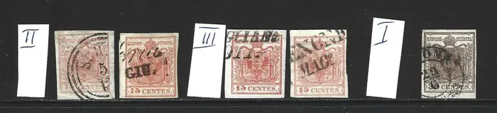 Italiaanse oude staten - Lombardije Venetië 1850 - Complete set, hand-made paper - Michel 1-5