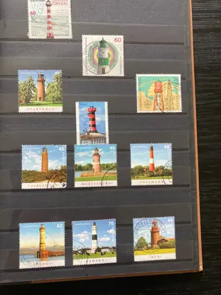 Wereld - 3 StockboekenVuurtorens , Vissen en Postzegelboekjes