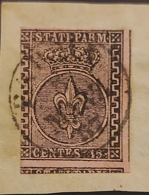 Italiaanse oude staten - Parma 1851 - 10 cents white, 15 cents pink with one wide key pattern, 25 cents red brown with non-visible value. - Sassone 2, 3 e 8.