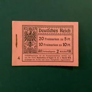 Duitse Rijk 1911/1912 - Postzegelboekje Germania 2 mark met nummer 4 - Michel Boekje 3.1A