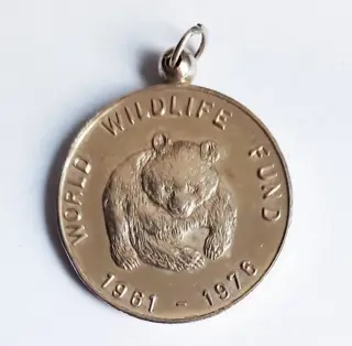 Thailand 1998 - 200 Bath, Proof. WWF - Elephants / Zilveren hanger van het World wildlife Fund