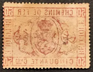 België 1879/1882 - Spoorwegzegel Rijkswapen - 1e emissie - 50 centimes Roze - OBP TR4