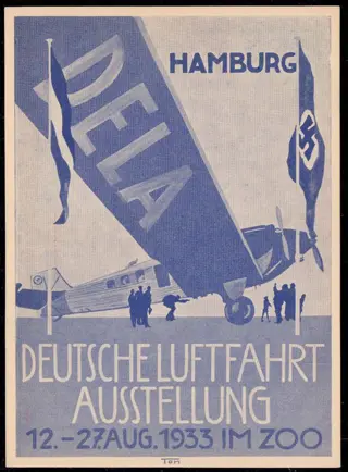 Duitse Rijk 1933 - German Aviation Exhibition 1933&nbsp;– balloon post with all 3 balloon flight stamps - Michel 21a,b,c