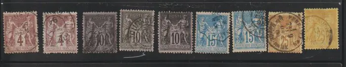 Frankrijk 1876/1898 - 2 plates ‘Sage’ types 1 and 2 between YT 61 and 105