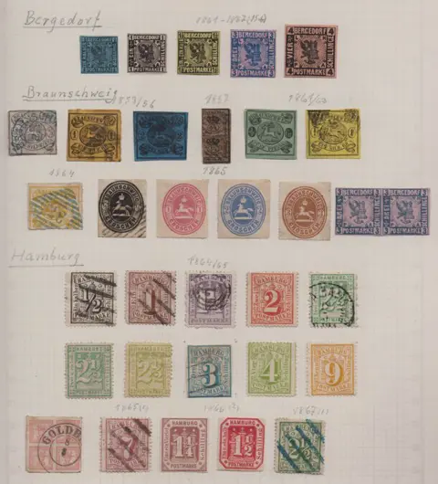 Oud Duitsland 1850/1870 - Batch of Northern States (Old German States) and Saxony on 5 album sheets