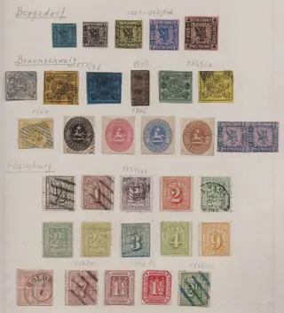 Oud Duitsland 1850/1870 - Batch of Northern States (Old German States) and Saxony on 5 album sheets