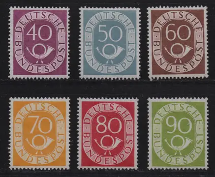 Duitsland, Bondsrepubliek 1951 - “Post Horn”, complete, unused - Michel 123-138