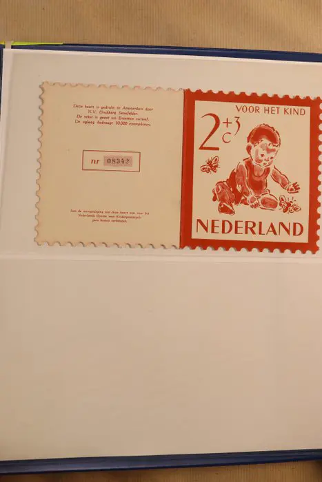 Nederland 1949/1960 - Collectie kinderbedankkaarten type "scholenactie" in Lindner Falzlos T-type album