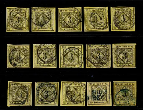 Württemberg - Lot with 225 used stamps