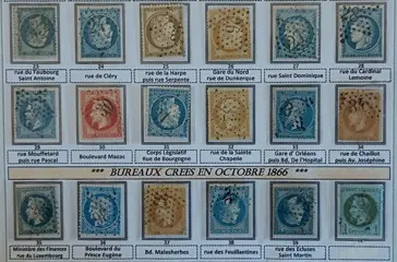 Frankrijk 1862/1874 - 42 stamps with different stars of Paris - Entre numéros 20 et 60 du catalogue Yvert et Tellier