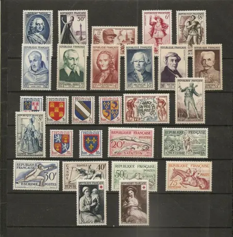 Frankrijk 1950/1953 - Lot of 4 complete years, mint** deluxe with the illustrious figures and Olympic Games series - N° 863 à 967