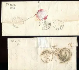 Italiaanse oude staten - Sardinië 1860/1861 - 10 and 20 cents on letters with cancellations of Volterra and Varallo. - Sassone 14C, 15B