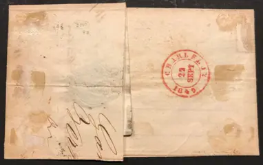 België 1849 - Epaulet 2 in paar op briefomslag MET INHOUD 21 SEPT 1849 - Perceptiestempel 45 GAND naar CHARLEROI - OBP 2 + Curiositeit "kwartslag in datumstempel"