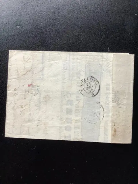 Frankrijk - Rare letter with n°14Ad blue on green