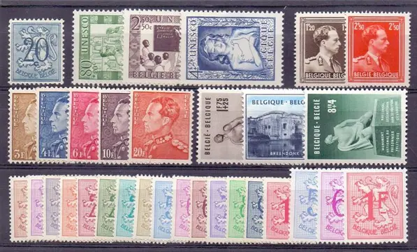 België 1946/1951 - 6 Bijna volledige jaargangen - OBP / COB 725 t/m 791 en 798/875 + BL29 + extra heraldieke leeuw