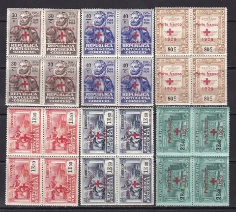 Portugal 1928/1936 - Red Cross sets - Blocks of 4