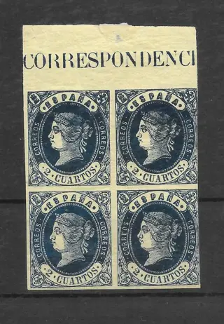 Spanje 1862 - 1862. Isabella II. Complete set in block of four. Catalogue: €3,000 - Edifil 57/62