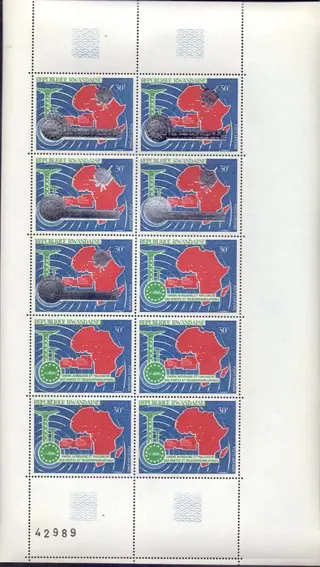 Rwanda 1965/1983 - Verzameling met ongetande blokken/reeksen en volledige velletjes Luchtpost - OBP / COB BL3-4-5-7 ONGETAND - 92/97 ONGETAND - PA1/3+1/3-Cu in velletjes van 10