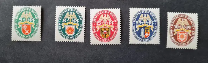 Duitse Rijk 1925/1929 - “Deutsche Nothilfe” (German Emergency Aid) – state coats of arms, MNH - Michel 375-77, 398+99, 425-428, 430-34