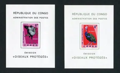 Belgisch-Congo 1963/1967 - Luxevelletjes 'Beschermde vogels' en omgekeerd paar 'Montreal' - OBP/COB LX488/490 - 651B-Cu